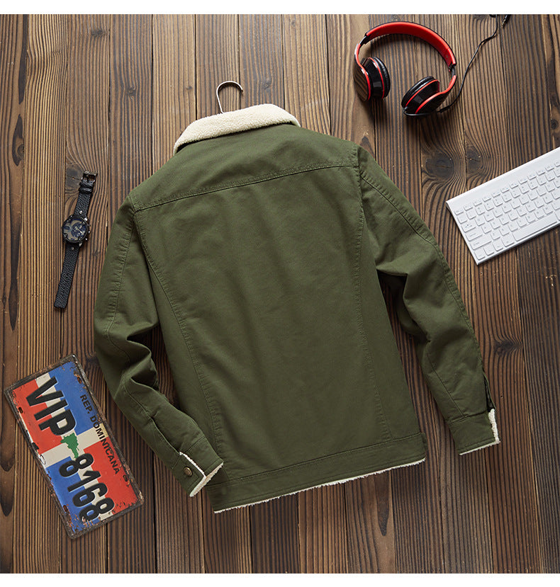 Lamb Wool Plus Fleece Cargo Jacket