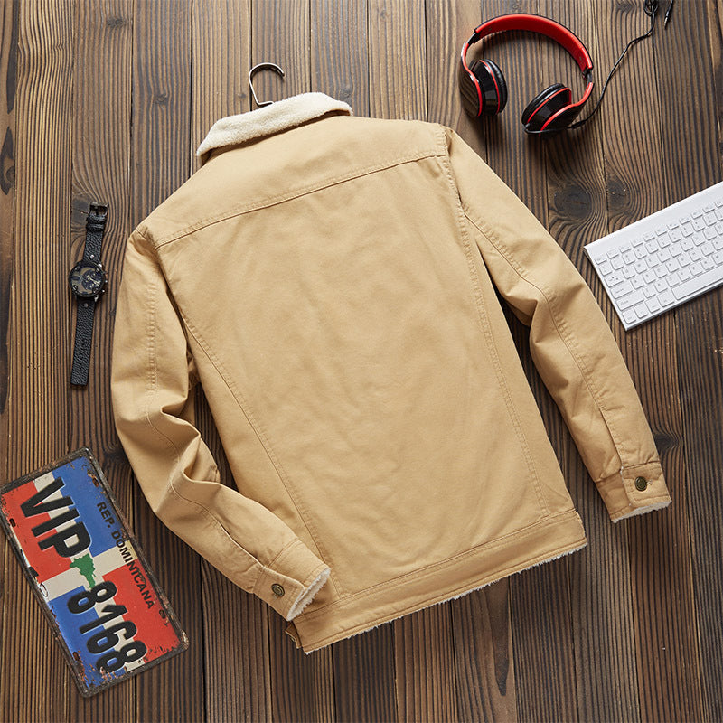 Lamb Wool Plus Fleece Cargo Jacket