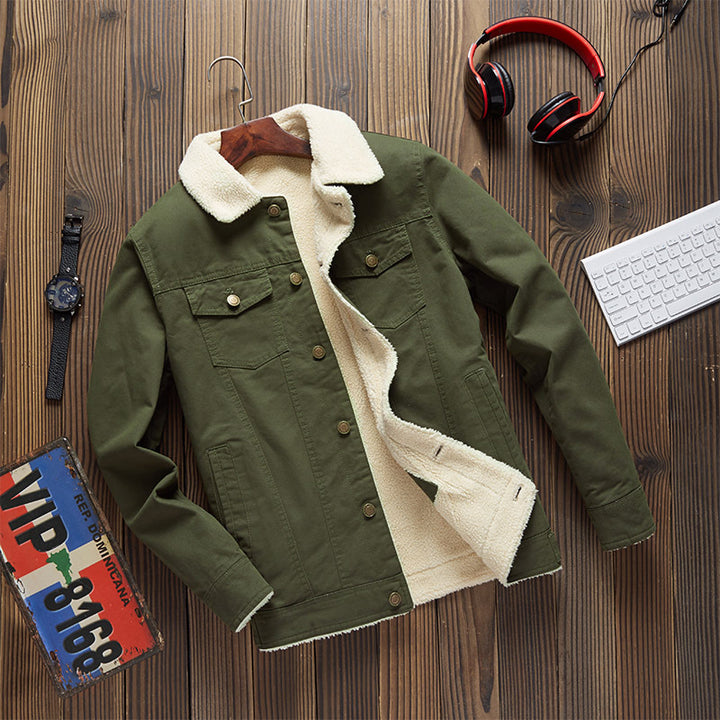 Lamb Wool Plus Fleece Cargo Jacket