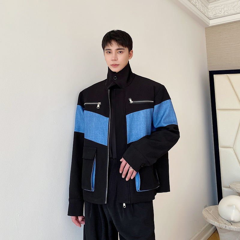 Large Pockets Work Lapel Jacket Men