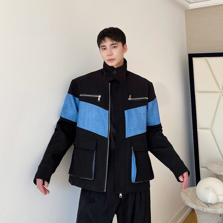 Large Pockets Work Lapel Jacket Men