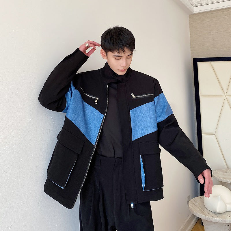 Large Pockets Work Lapel Jacket Men