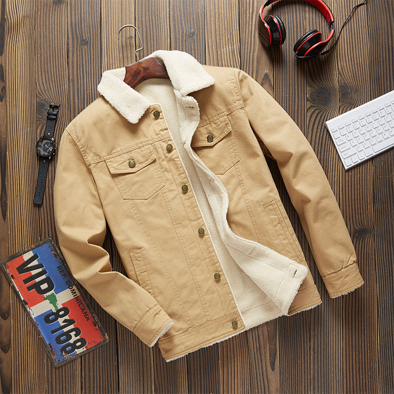 Lamb Wool Plus Fleece Cargo Jacket